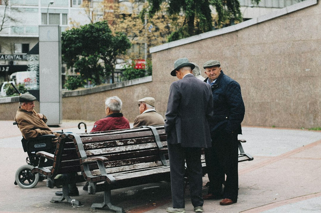 group of seniors chatting warmly