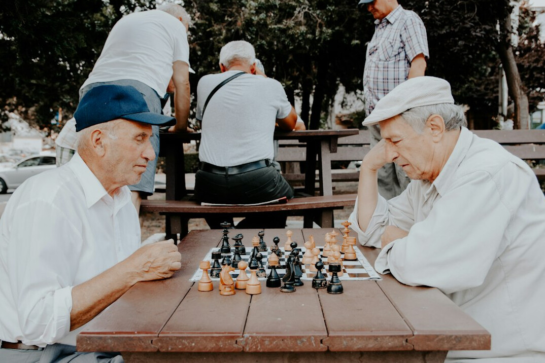 seniors playing board games