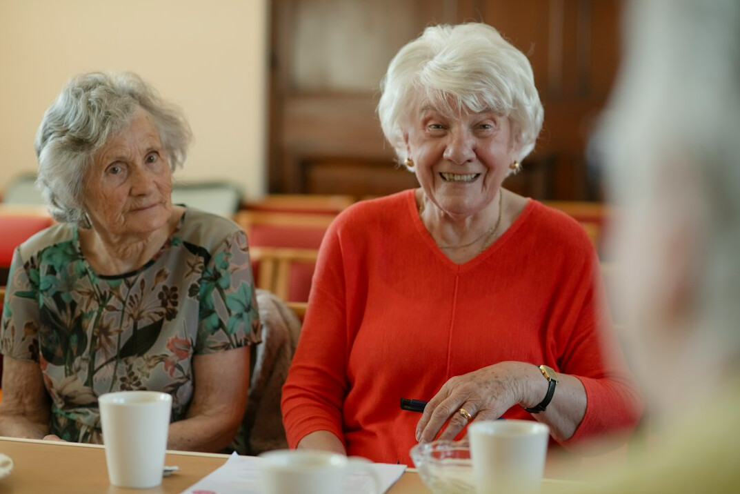 senior friends chatting
