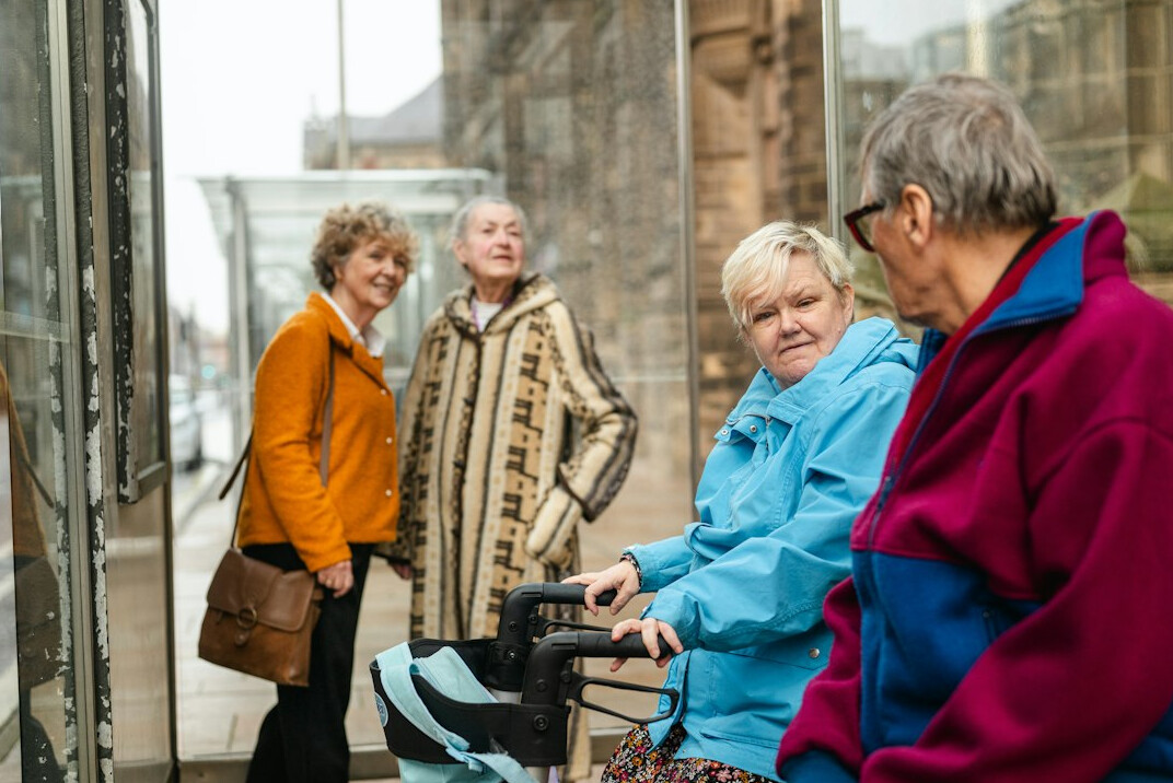 senior friends chatting